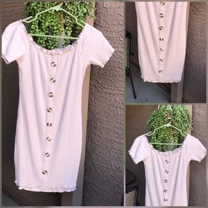 Off shoulder baby pink dress